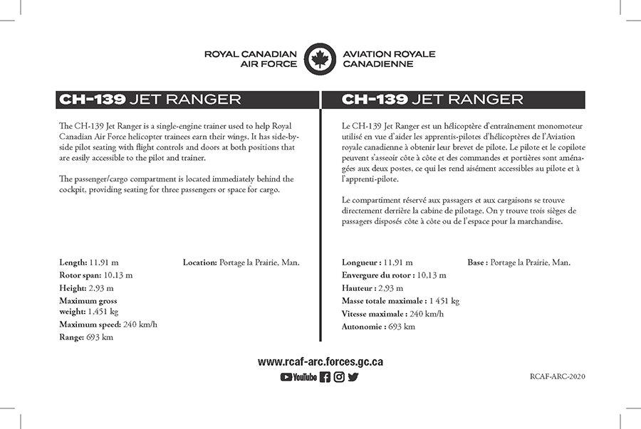 CH-139 Jet Ranger fact sheet details